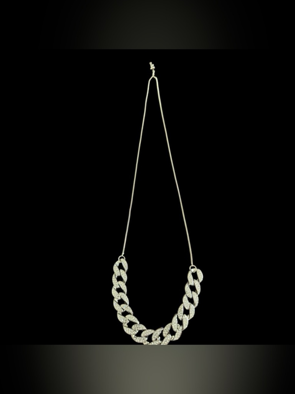 Women's Silver-Tone Pave Cuban  Link Necklace  pre-owned w/ bolero type closure